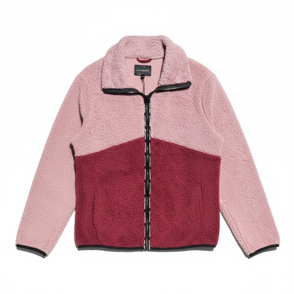 NWT Lucky Brand Faux Shearling Jacket in Wine / Mauve size L